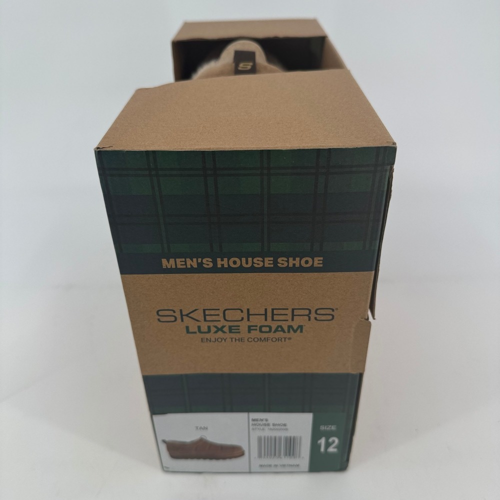 Skechers Luxe Foam Mens House Shoes Tan Wide Fit Slippers 182002WS Size 12 NEW - Picture 5 of 9